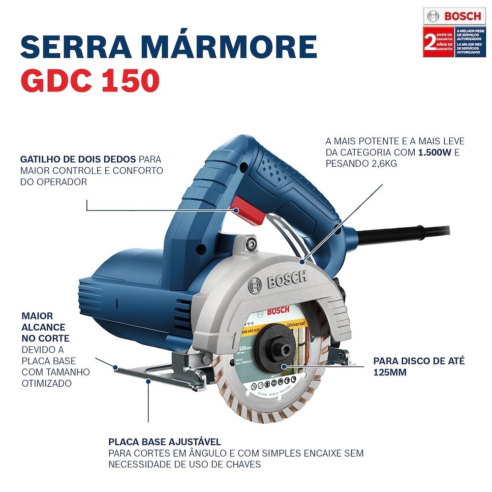 Serra Mármore Bosch GDC150 Titan 1500W 110V