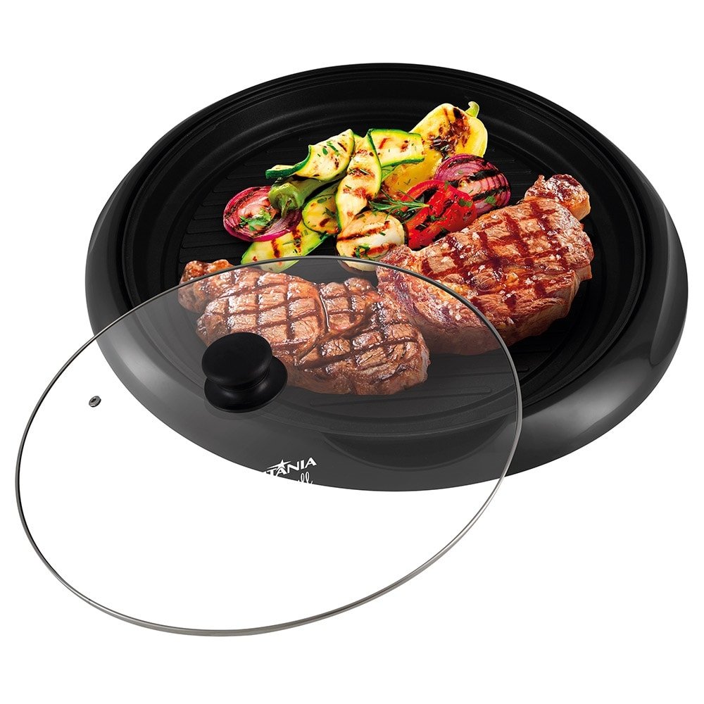 Grill Britânia Top Grill com Tampa de Vidro | 1200W, 35cm, Bandeja Coletora, Preto, 110V