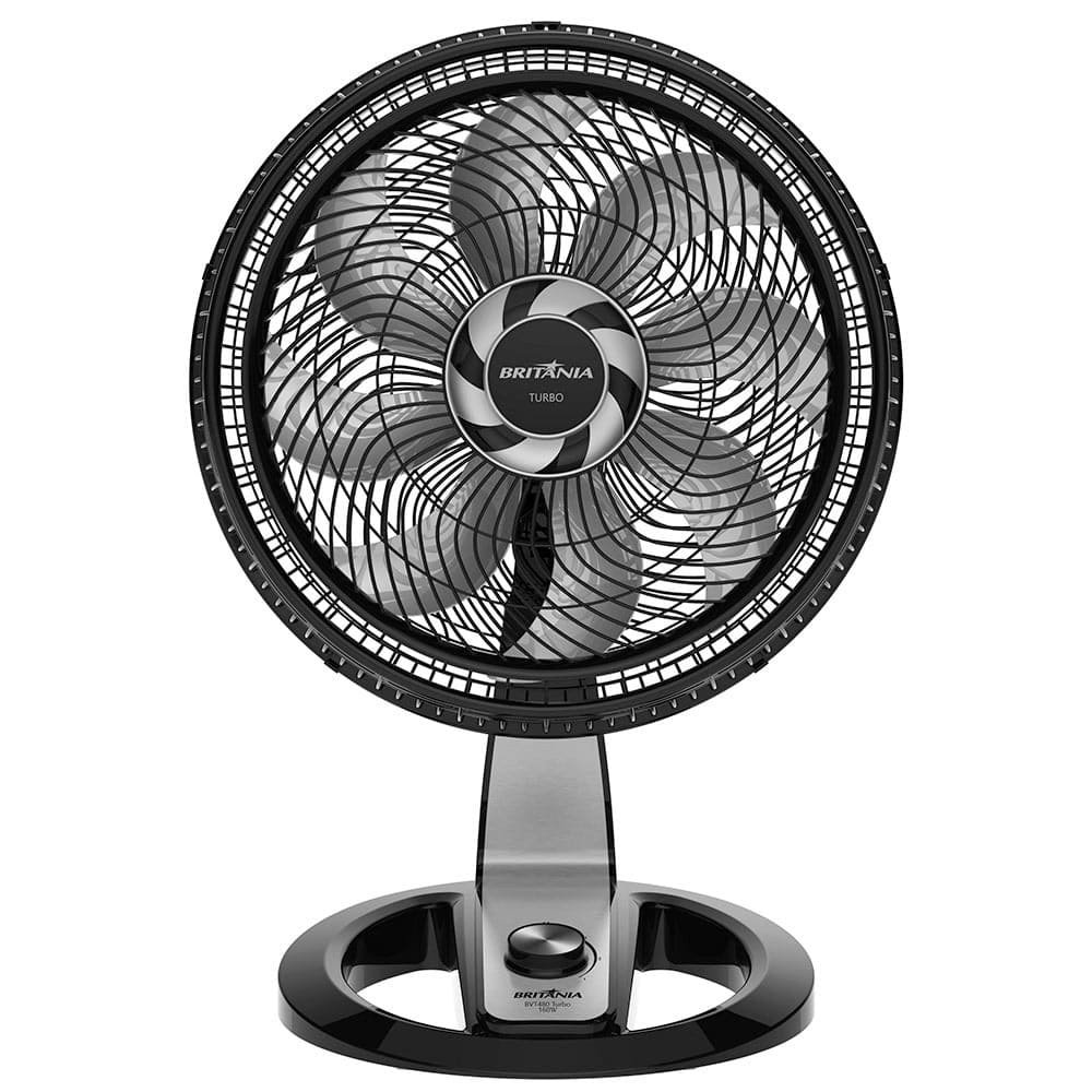 Ventilador de Mesa Britânia BVT480P Turbo, 40cm, 3 Velocidades, Preto 220V
