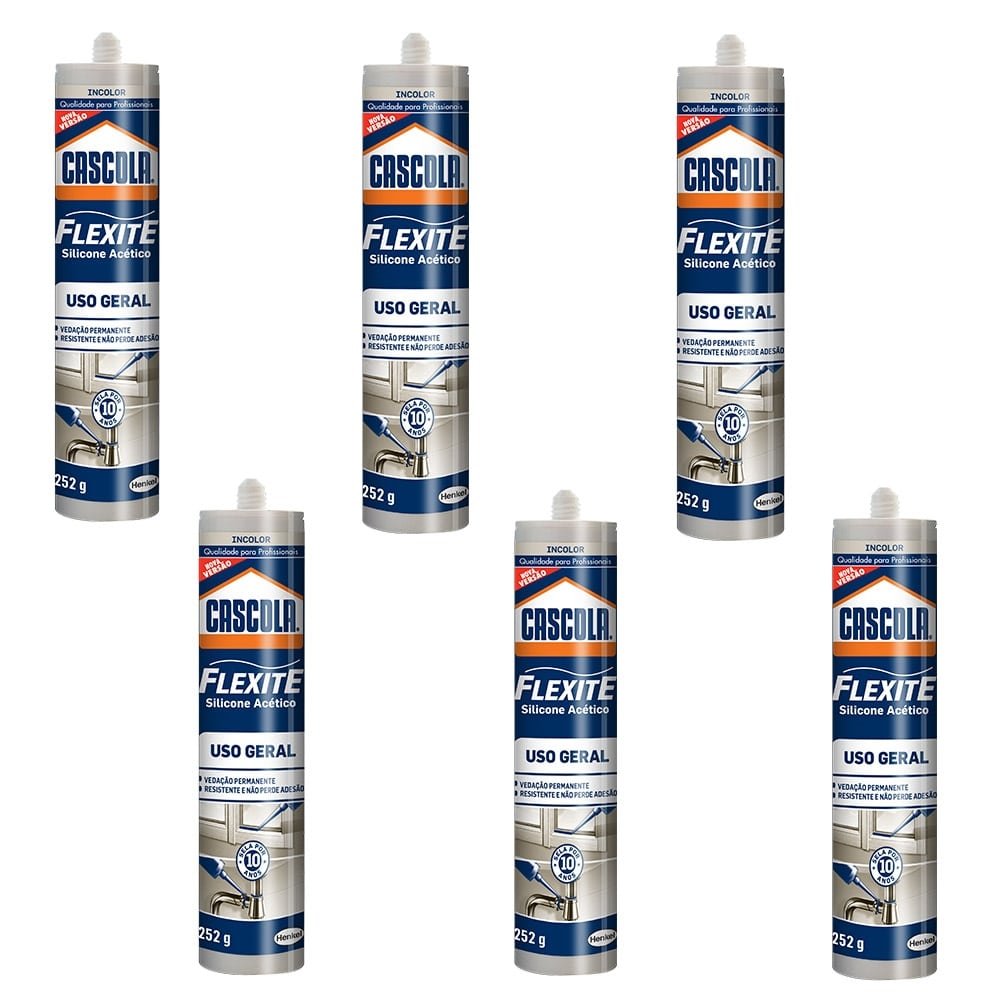 Silicone Acético Cascola Flexite Transparente Uso Geral 252g