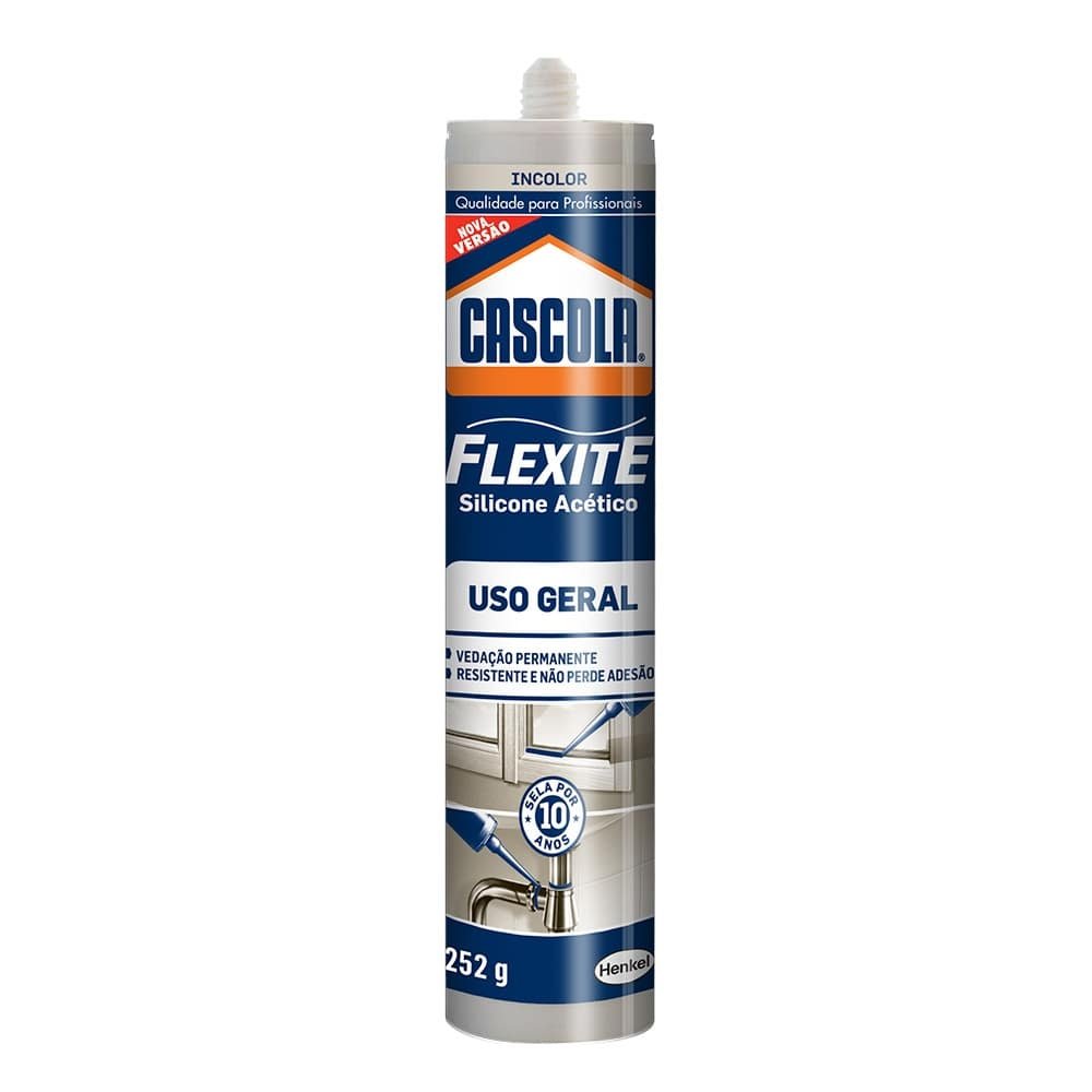 Silicone Acético Cascola Flexite Transparente Uso Geral 252g