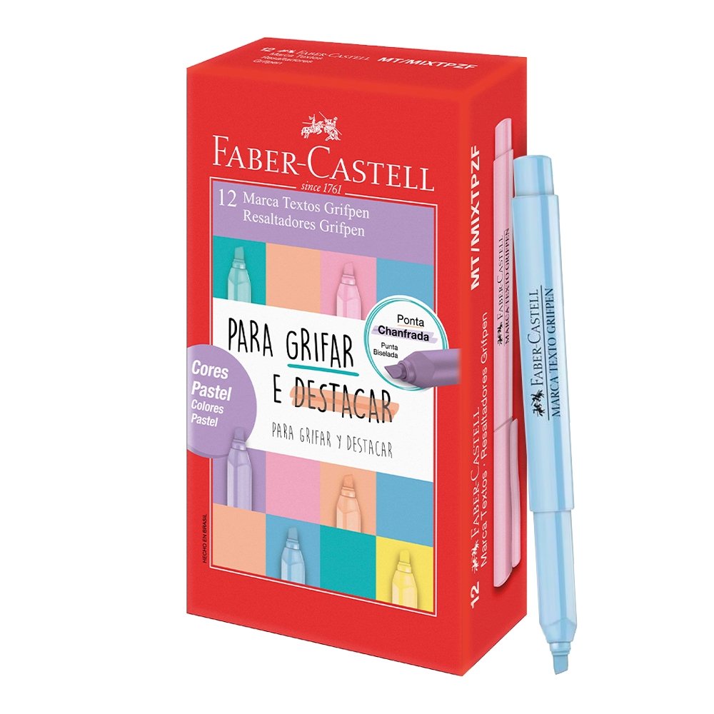 Marca Texto Faber Castell Tons Pastéis Embalagem com 12 Unidades