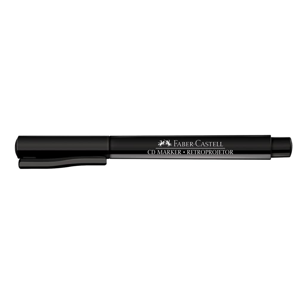 Marcador Faber Castell para CD,DVD e Retroprojetor Preto Embalagem com 12 Unidades