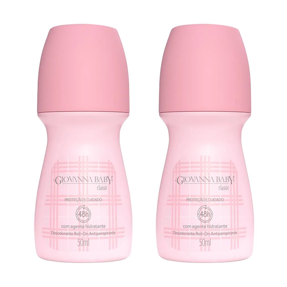 Desodorante Giovanna Baby Roll-On Classic Rosa 50ml - Embalagem com 2 Unidades