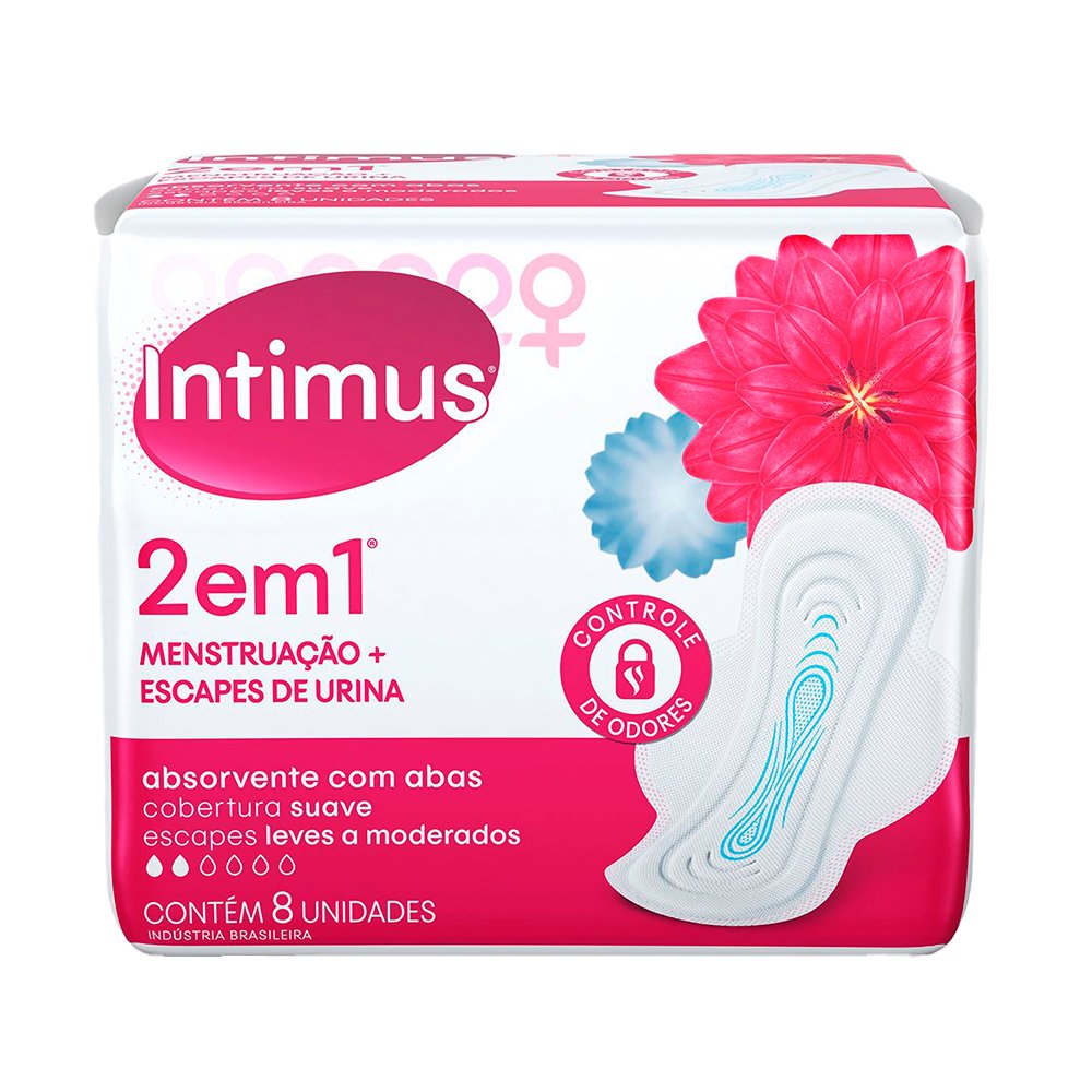 Absorvente Intimus 2 Em 1 Com Abas 8 Unidades