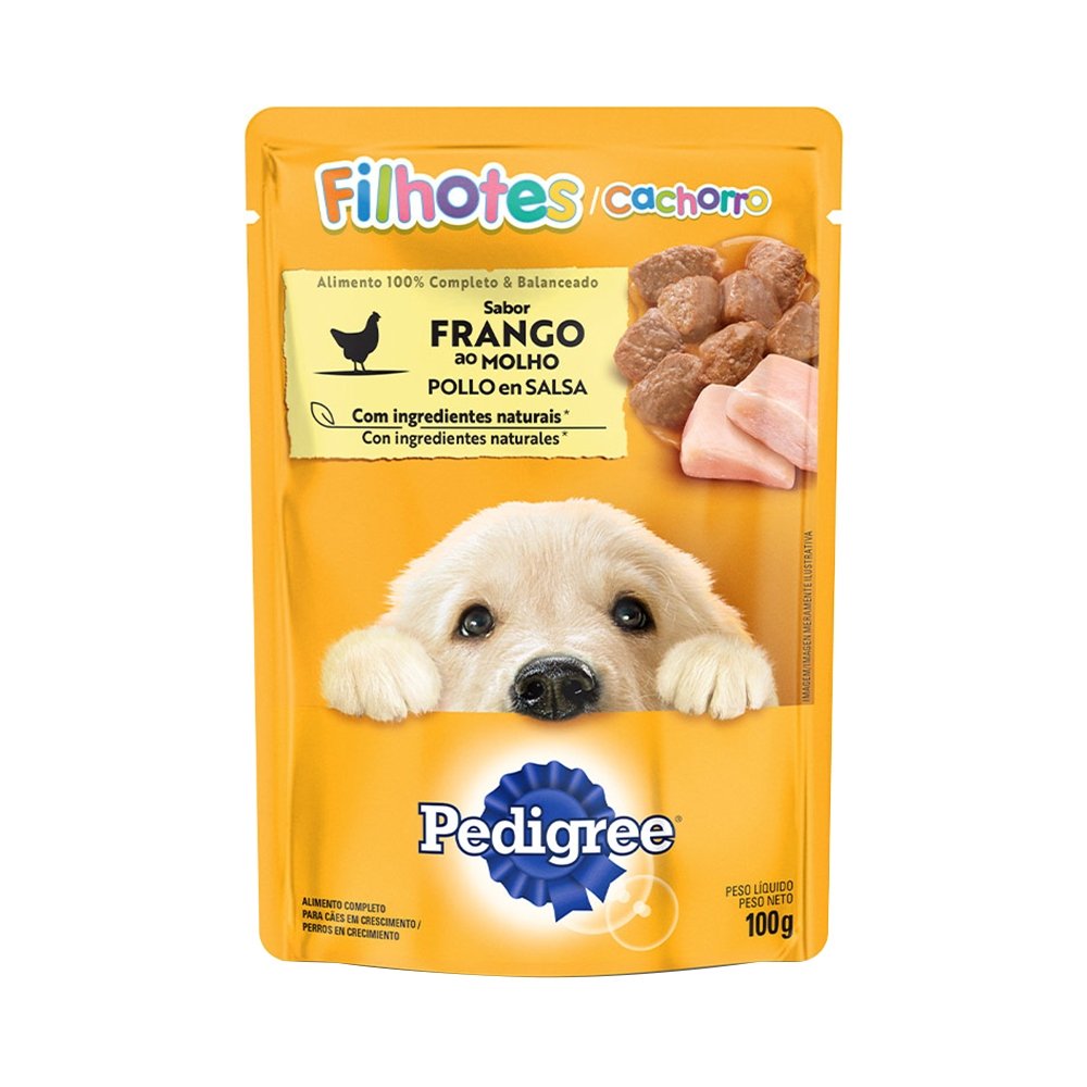 Ração Úmida para Cachorro Pedigree Premium Júnior Frango 100g - Embalagem com 18 Unidades