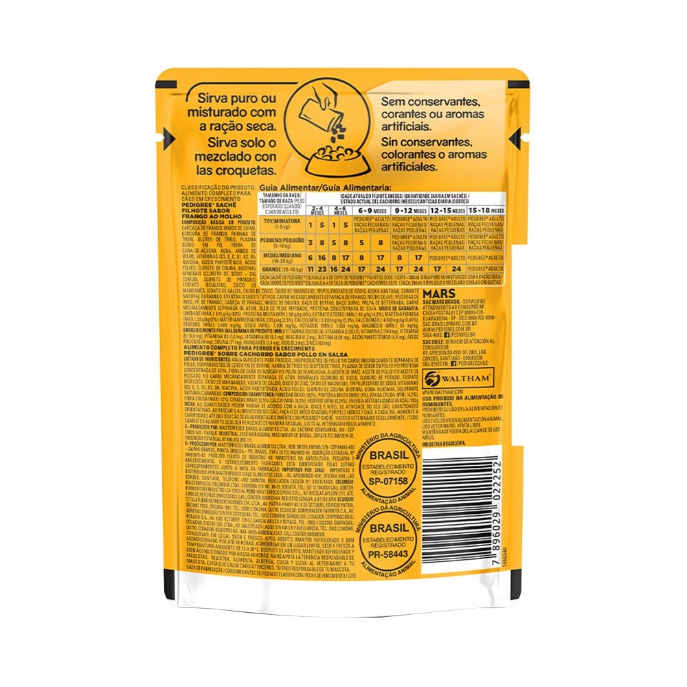 Ração Úmida para Cachorro Pedigree Premium Júnior Frango 100g - Embalagem com 18 Unidades