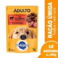 Ração Úmida para Cachorro Pedigree Adulto Sachê Carne 100g - Embalagem com 18 Unidades