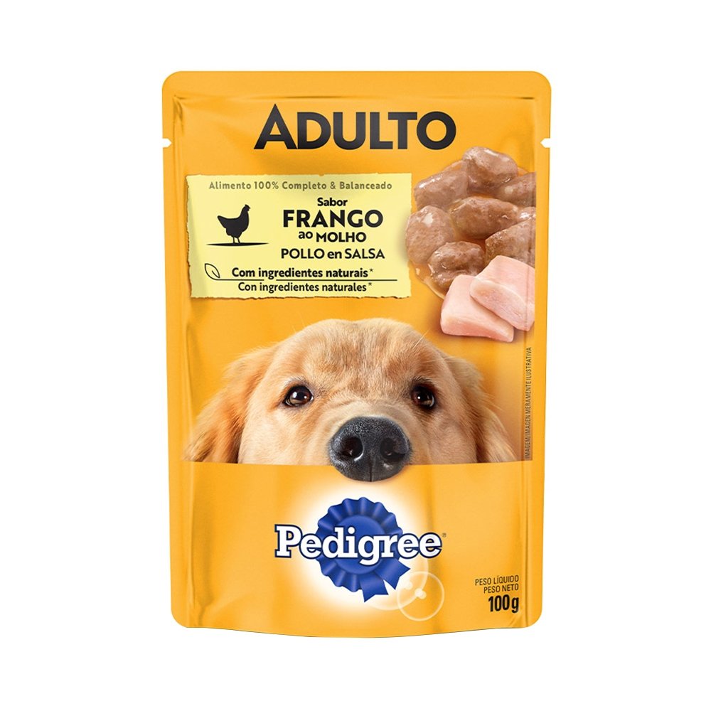 Ração Úmida para Cachorro Pedigree Adulto Sachê Frango 100g - Embalagem com 18 Unidades