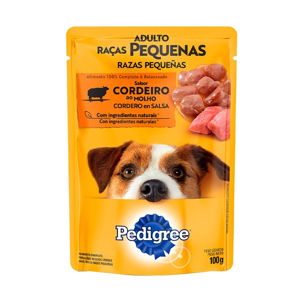 Ração Úmida para Cachorro Pedigree Premium Adulto Sachê Cordeiro 100g - Embalagem com 18 Unidades