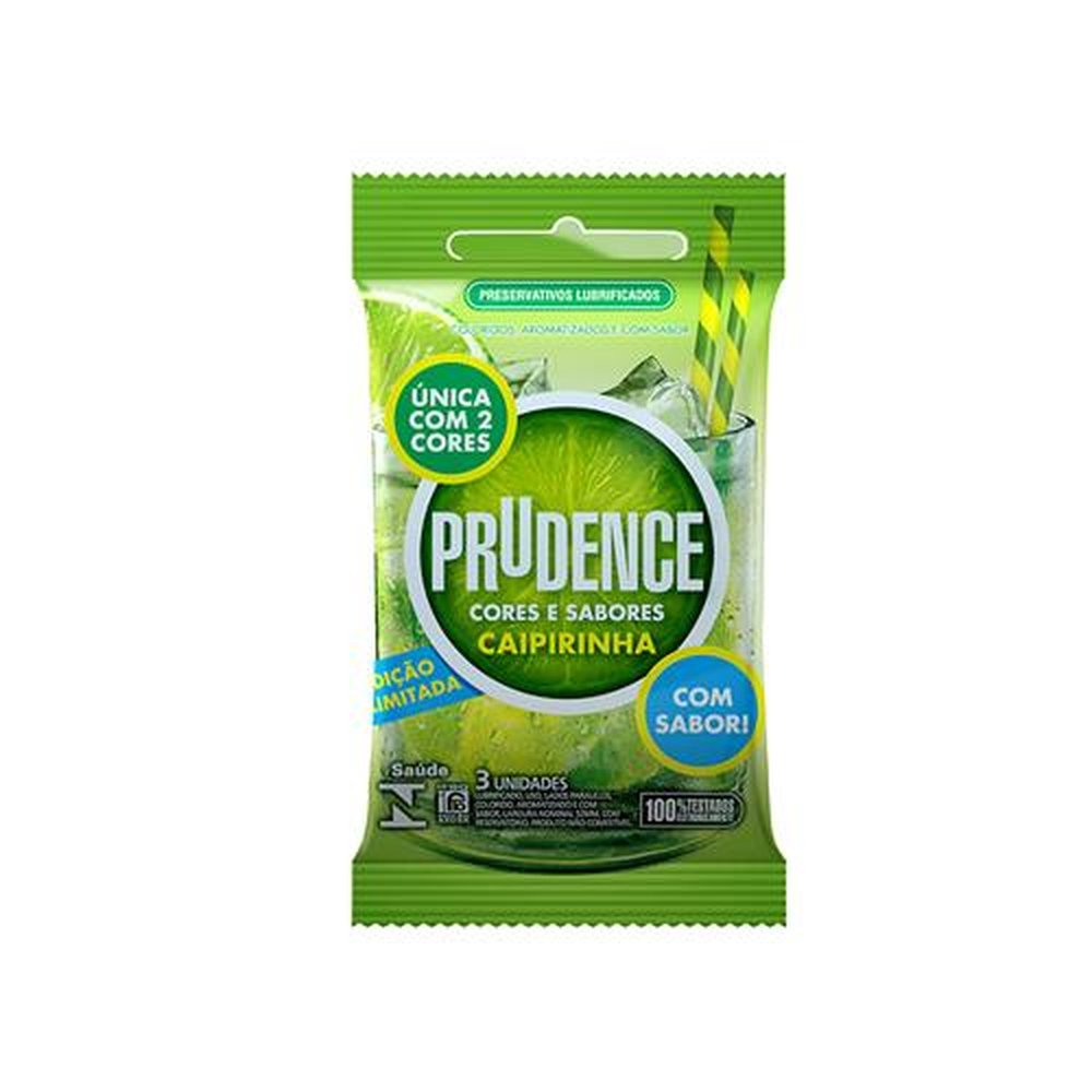 Preservativo Prudence Cores e Sabores Caipirinha - 12 embalagens com 3 unidades