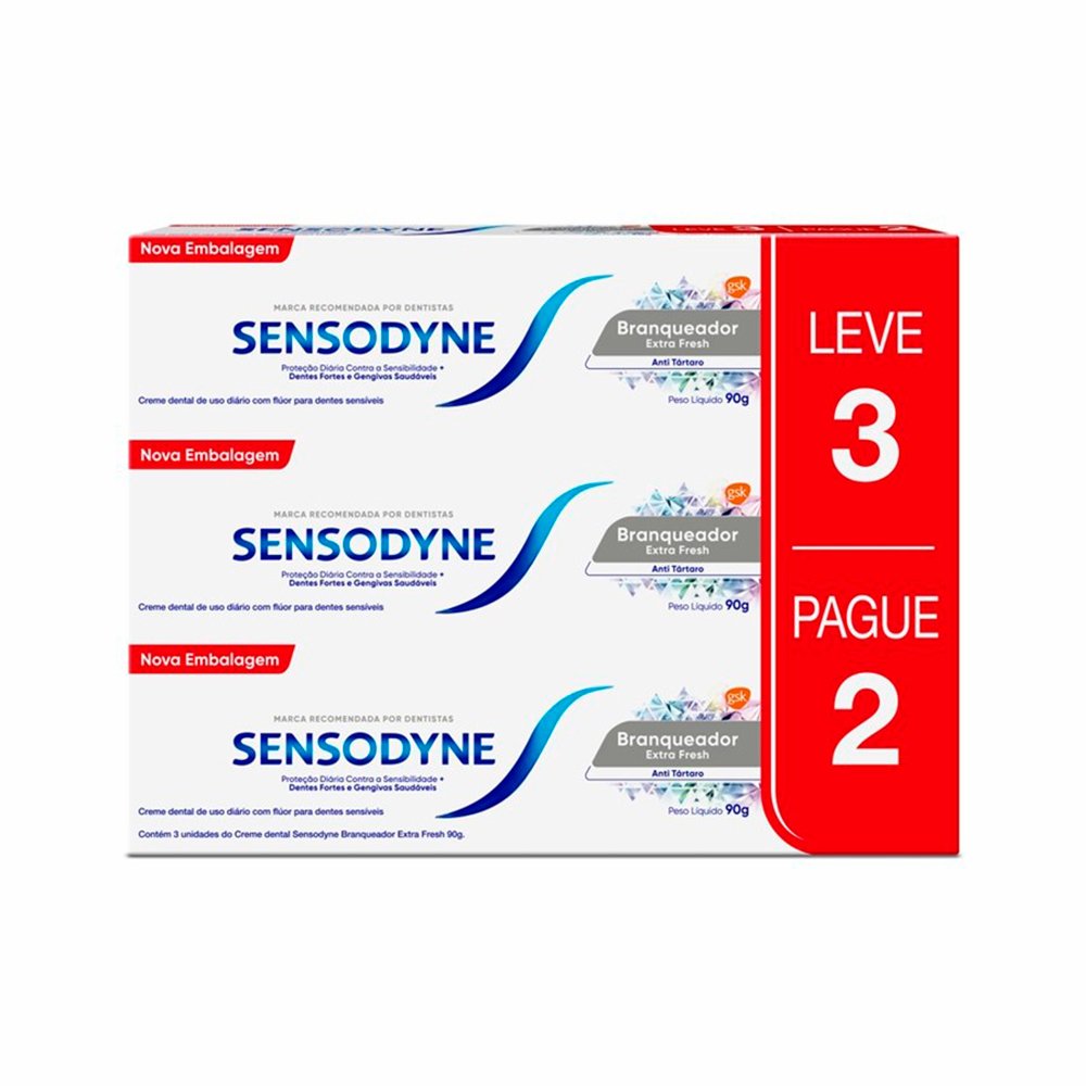 Creme Dental Sensodyne Branqueador Extra Fresh 90G Leve3 Pague2-Unidades/1