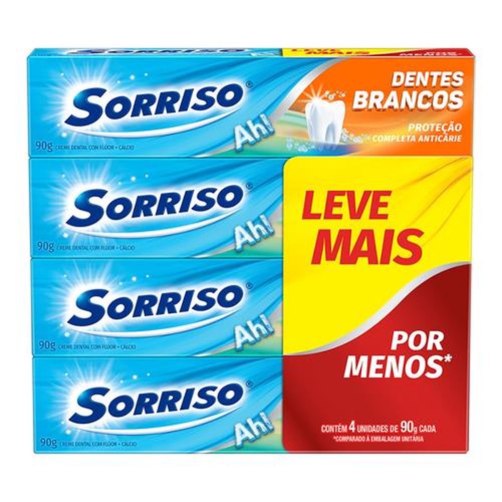 Creme Dental Sorriso Dentes Brancos 90g Com 4 Unidades