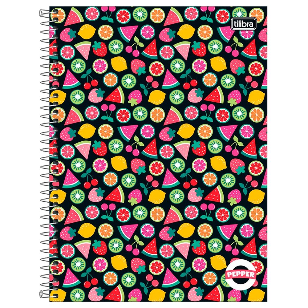 Caderno Espiral Tilibra Universitário Capa Dura Pepper Feminino 16 Matérias 256 Folhas - Embalagem com 2 Unidades
