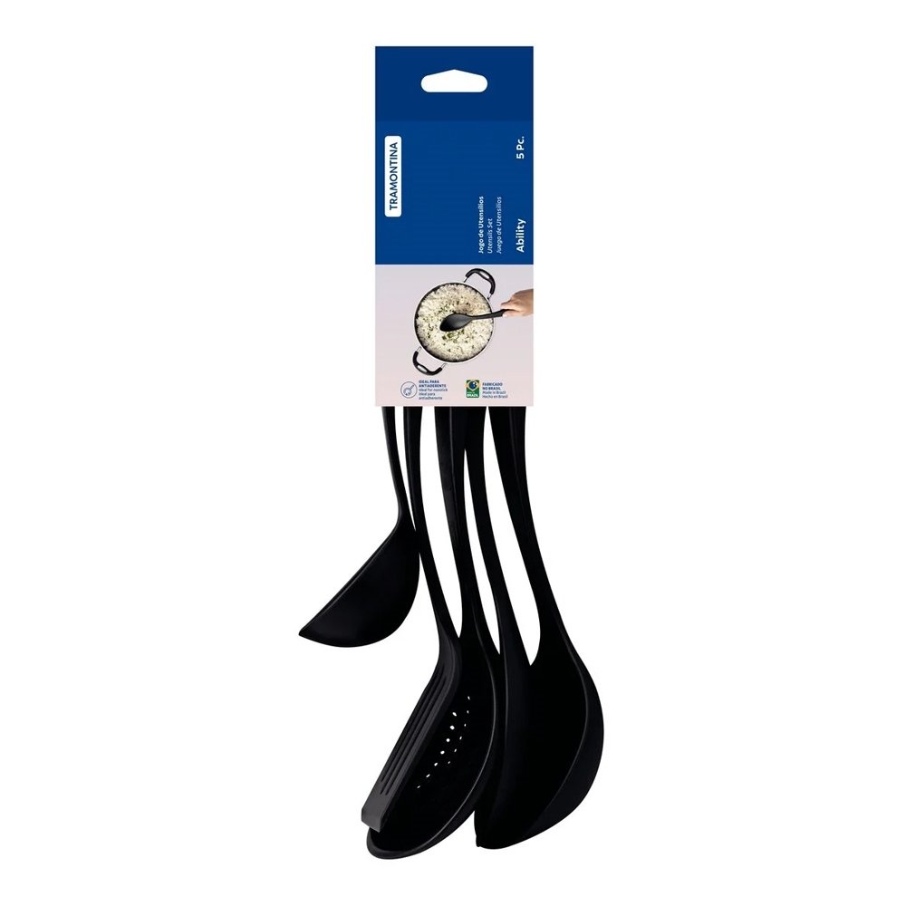 Conjunto de Utensilios Tramontina Ability Nylon Preto 5 Peças