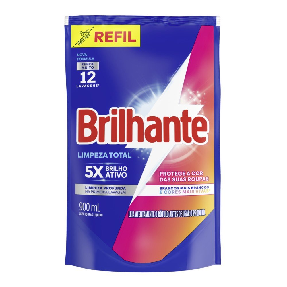 Sabão Líquido Brilhante Limpeza Total Refil 900ml
