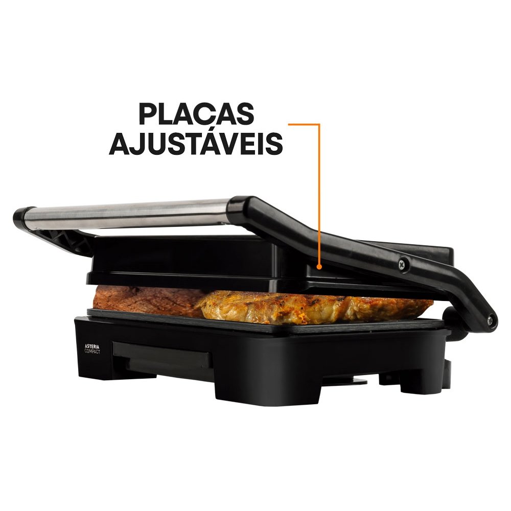 Grill Mallory Asteria Compact, 900W, Preto/Inox 110V