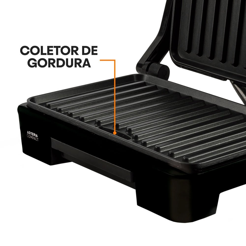 Grill Mallory Asteria Compact, 900W, Preto/Inox 110V