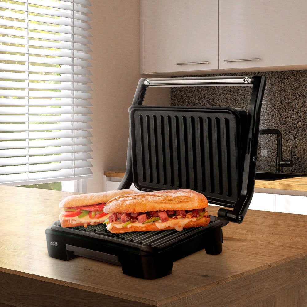 Grill Mallory Asteria Compact, 900W, Preto/Inox 110V
