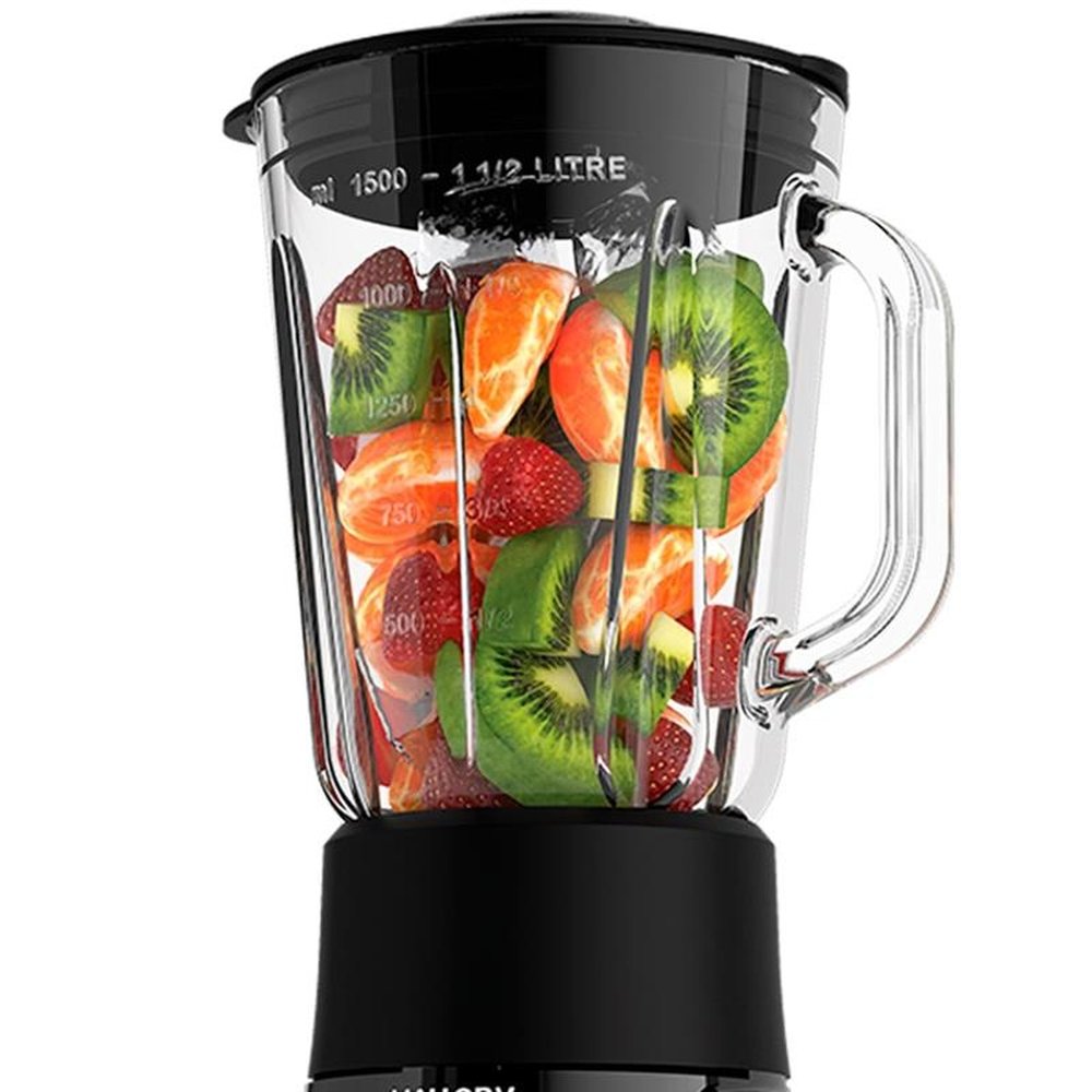 Liquidificador Mallory Optima Glass Copo de Vidro, 4 Velocidades + Pulsar, 820W, Preto, 110V
