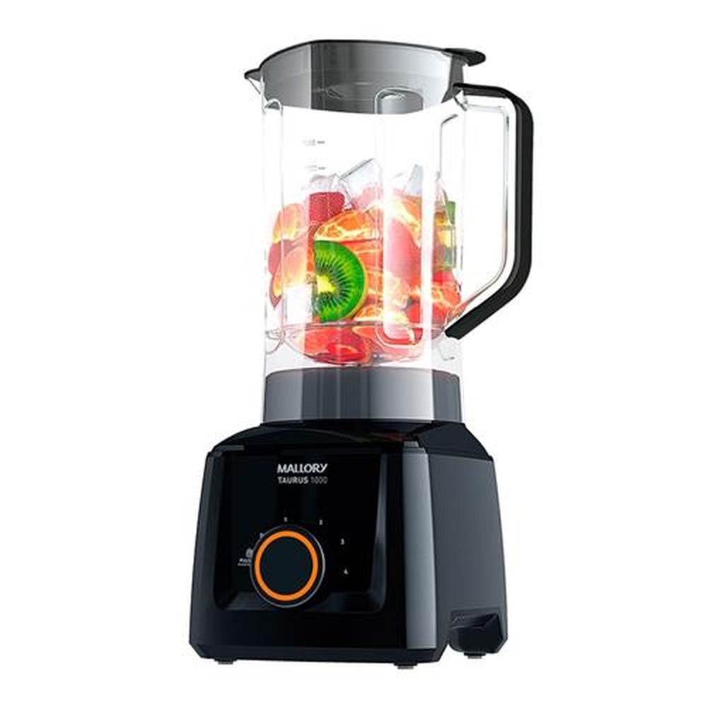 Liquidificador Mallory Taurus 1000, Copo San, 4 Velocidades + Pulsar, 900W, Preto, 220V