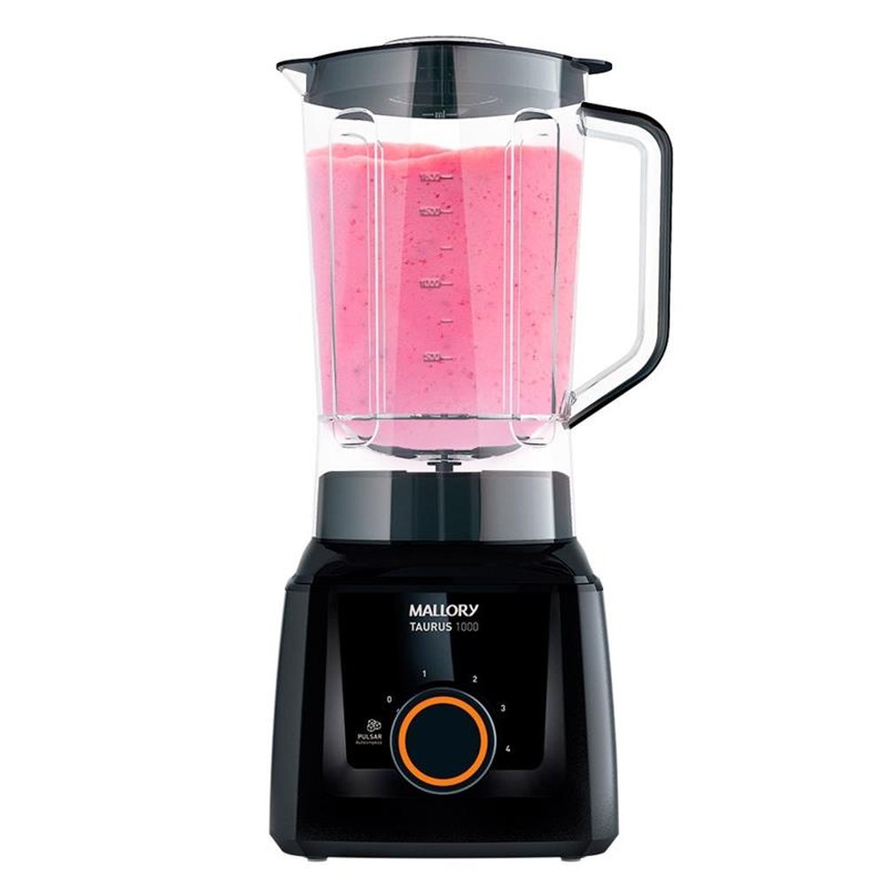 Liquidificador Mallory Taurus 1000, Copo San, 4 Velocidades + Pulsar, 900W, Preto, 220V