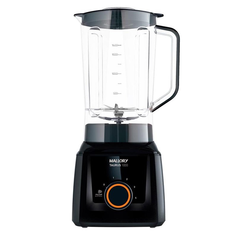 Liquidificador Mallory Taurus 1000, Copo San, 4 Velocidades + Pulsar, 900W, Preto, 220V