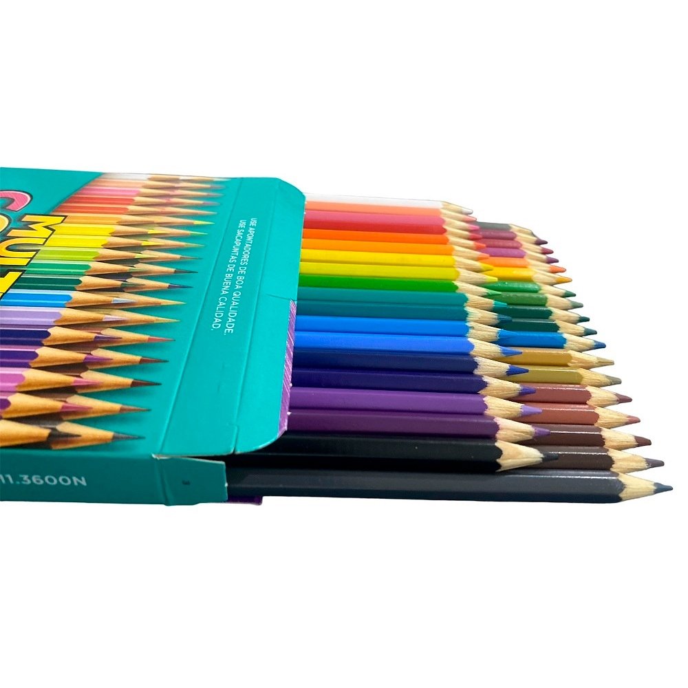 Lápis de Cor Multicolor - 3 Embalagens com 36 Cores