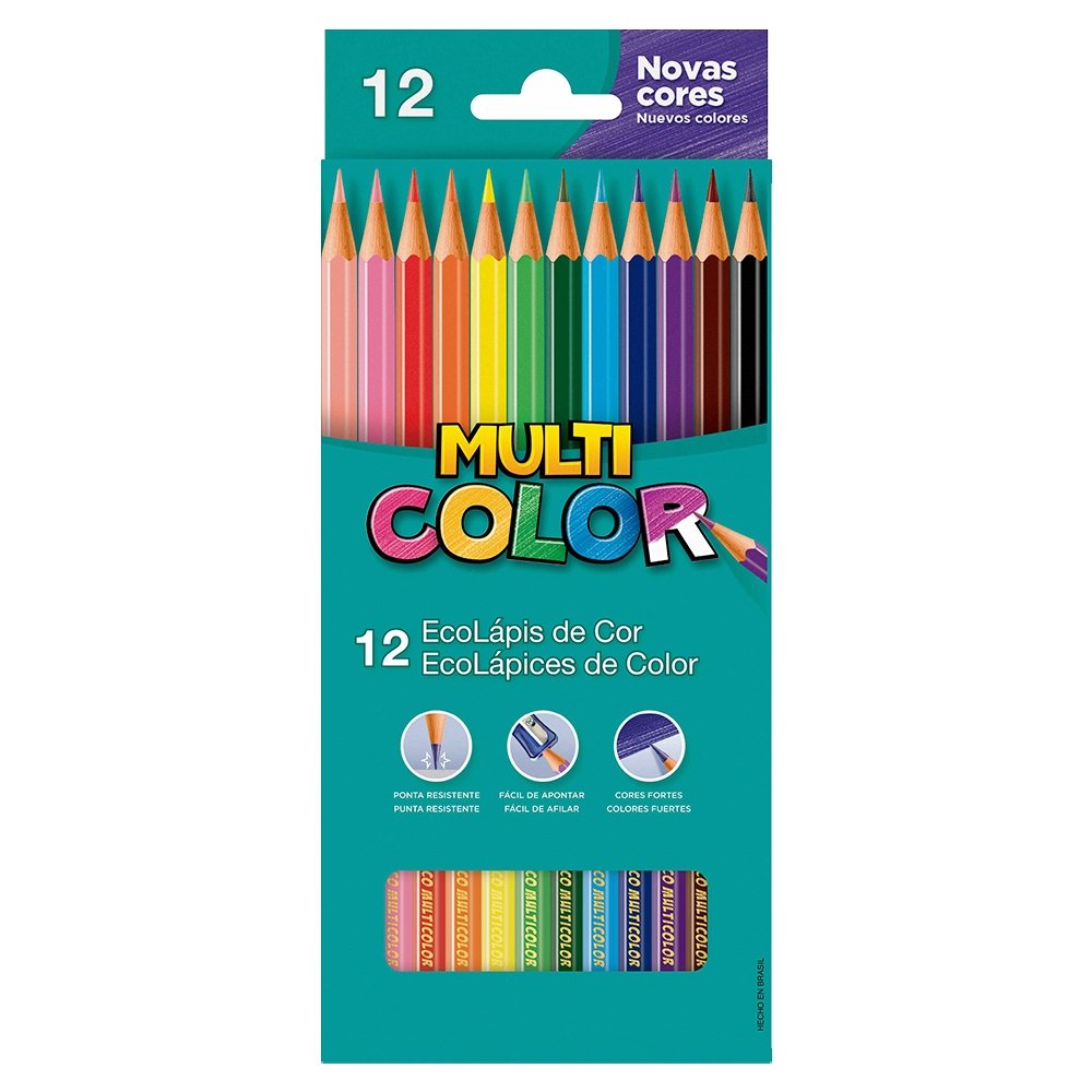 Lápis de Cor Multicolor Super - 12 Embalagens com 12 Cores