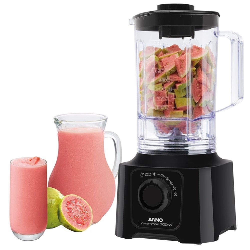 Liquidificador Arno LN50 Power Max - Copo de Cristal, 5 Velocidades + Pulsar, 700W, Preto, 110V