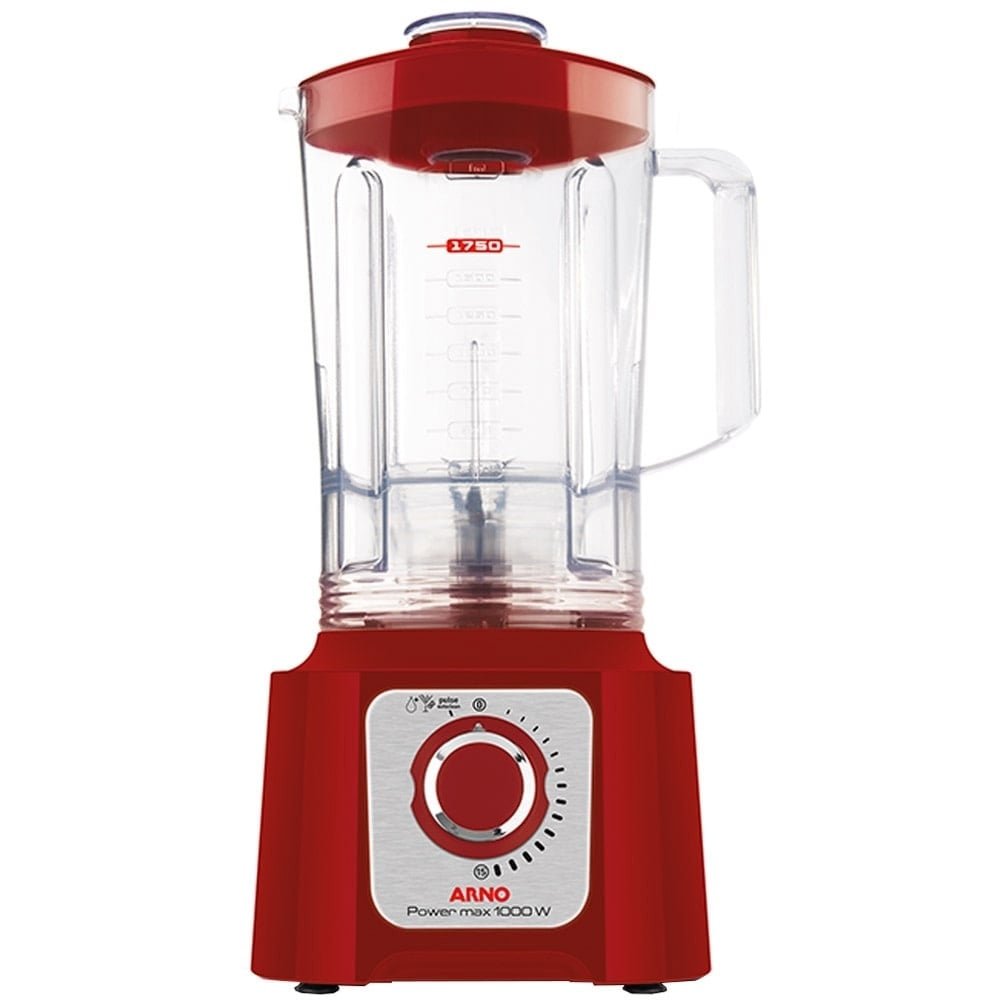 Liquidificador Arno LN54 Power Max - Copo de Plástico, 15 Velocidades + Pulsar, 1000W, Vermelho, 110V