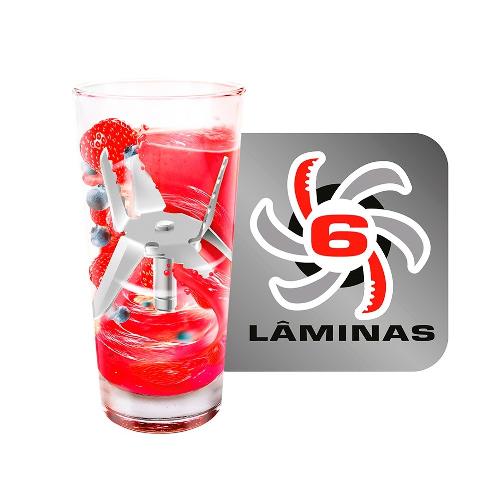Liquidificador Arno LN54 Power Max - Copo de Plástico, 15 Velocidades + Pulsar, 1000W, Vermelho, 110V