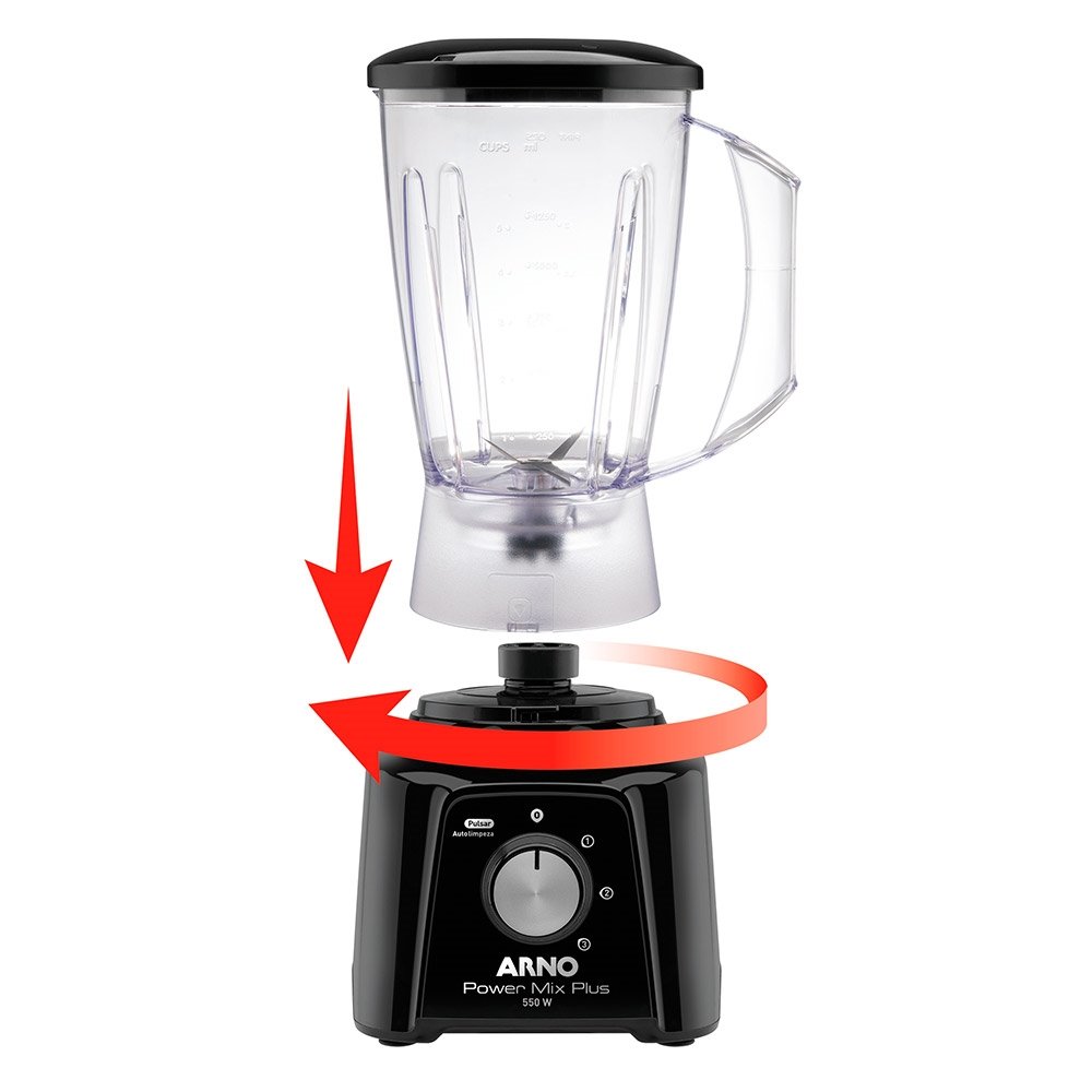 Liquidificador Arno Power Mix Plus LQ20 - Copo de Acrílico 3 Velocidades + Pulsar 550W Preto, 220V