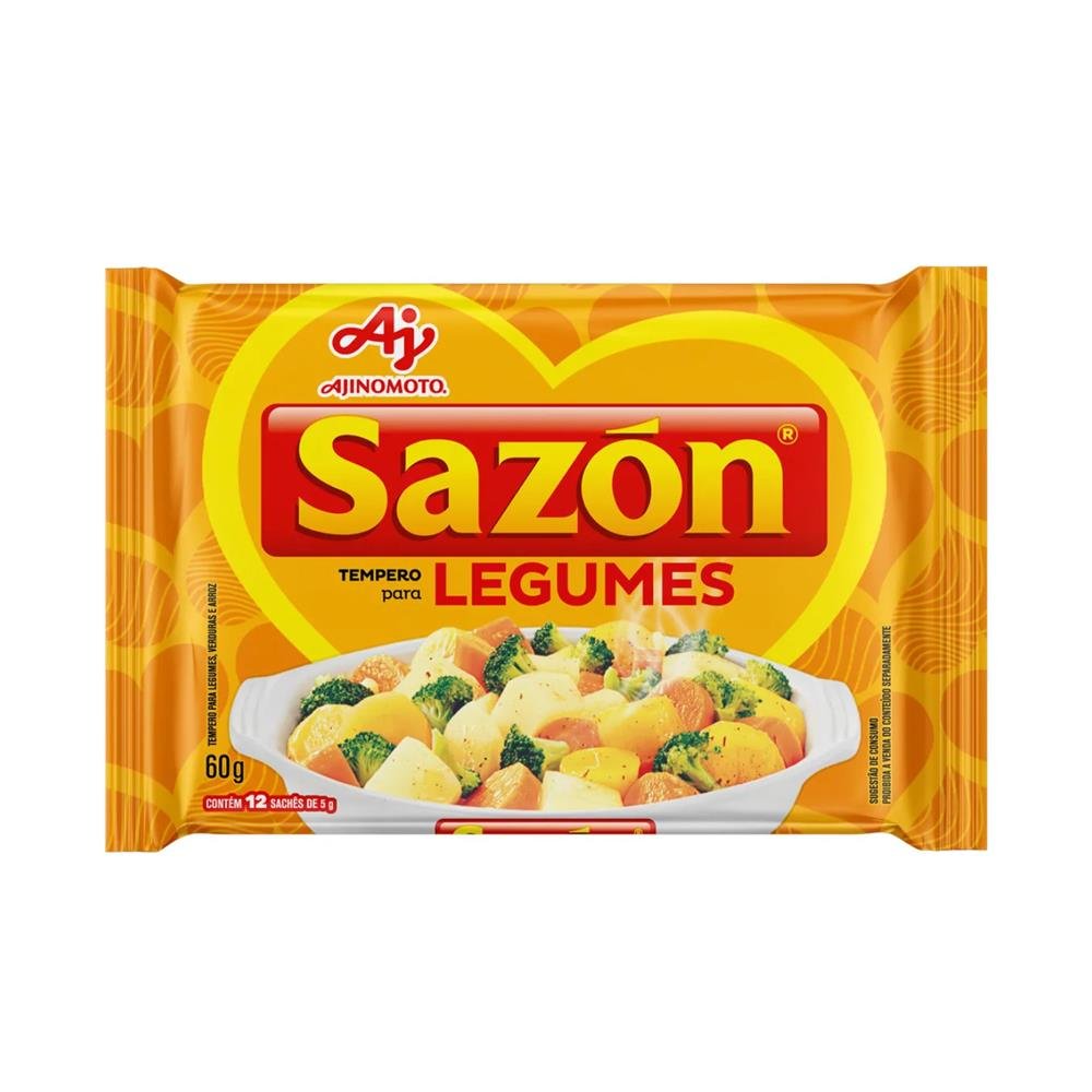 Tempero Sazon Amarelo Legumes/Verduras/Arroz 12X60 Gramas