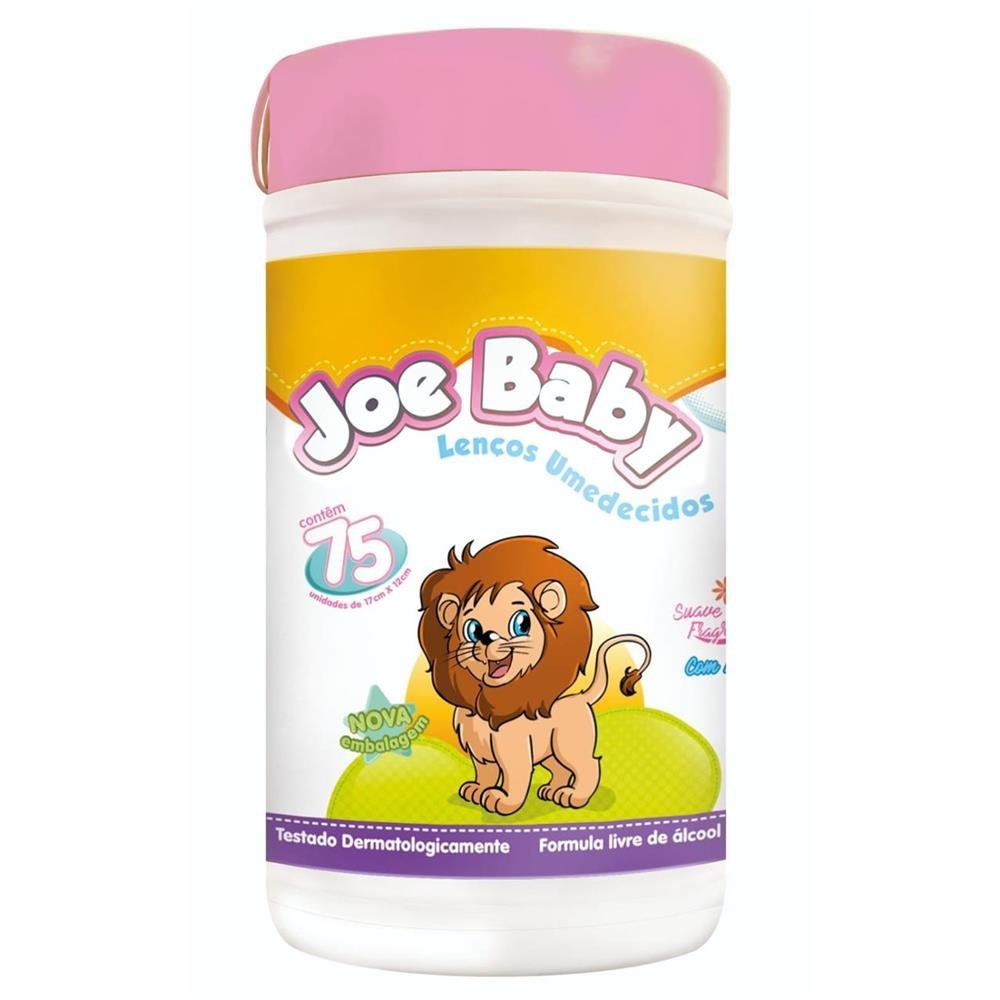 Lenco Umedecido Joe Baby Pote Rosa Com 75 Lencos - Embalagem 12X75 Unidades