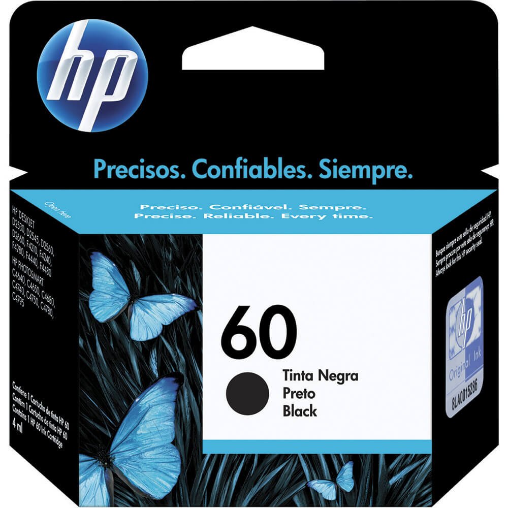 Cartucho Original HP 60 CC640WB Preto Deskjet D1660, D2530, D2545