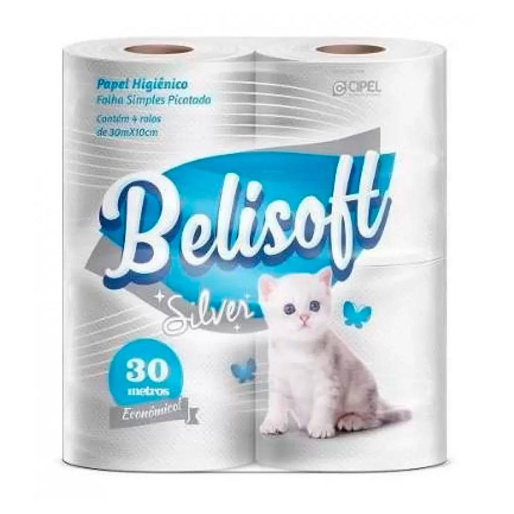 Papel Higiênico Belisoft Silver FS - Pacote contém 4 rolos