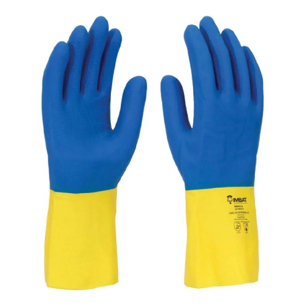 Luva Imbat Neoprotex Neoprene Azul Punho Amarelo Tamanho 9 - Embalagem com 1 Par