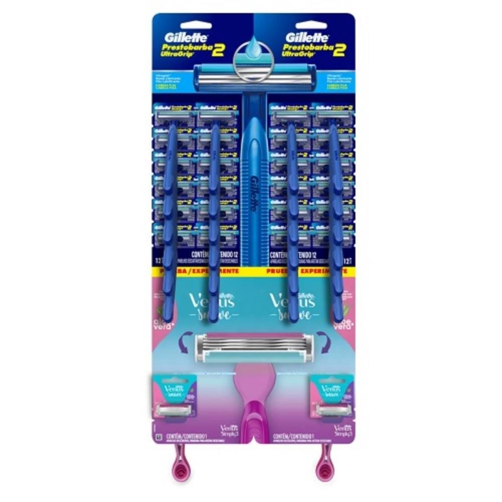 Aparelho Prestobarba 2 Ultragrip + 2 Simples Vênus Regular - 2 Embalagem com 12 Unidades