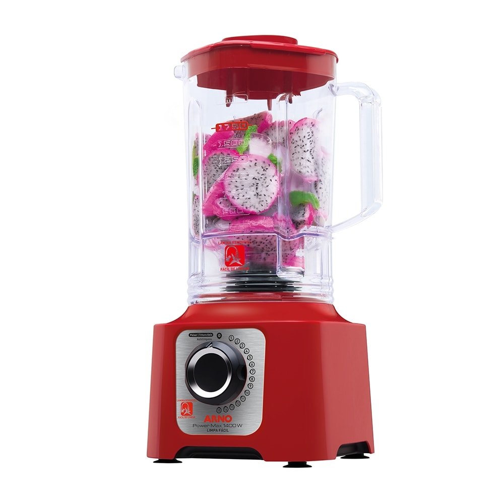 Liquidificador Arno LN56, Power Max - Limpa fácil, Copo Tritan e 15 Velocidades + Pulsar, 1400W, Vermelho, 110V