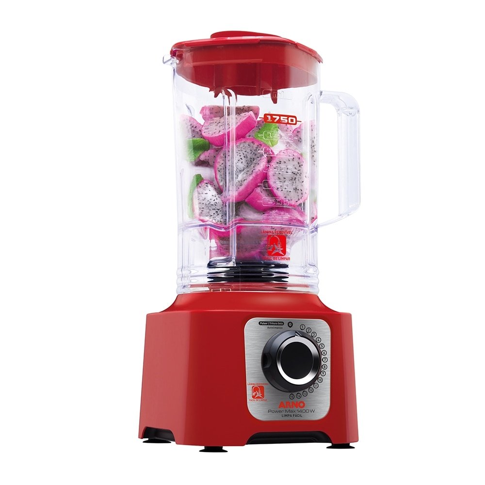 Liquidificador Arno LN56, Power Max - Limpa fácil, Copo Tritan e 15 Velocidades + Pulsar, 1400W, Vermelho, 110V