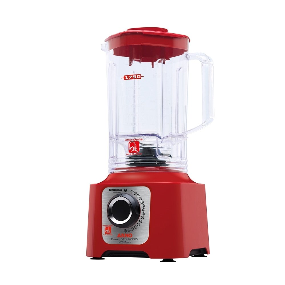 Liquidificador Arno LN56, Power Max - Limpa fácil, Copo Tritan e 15 Velocidades + Pulsar, 1400W, Vermelho, 110V