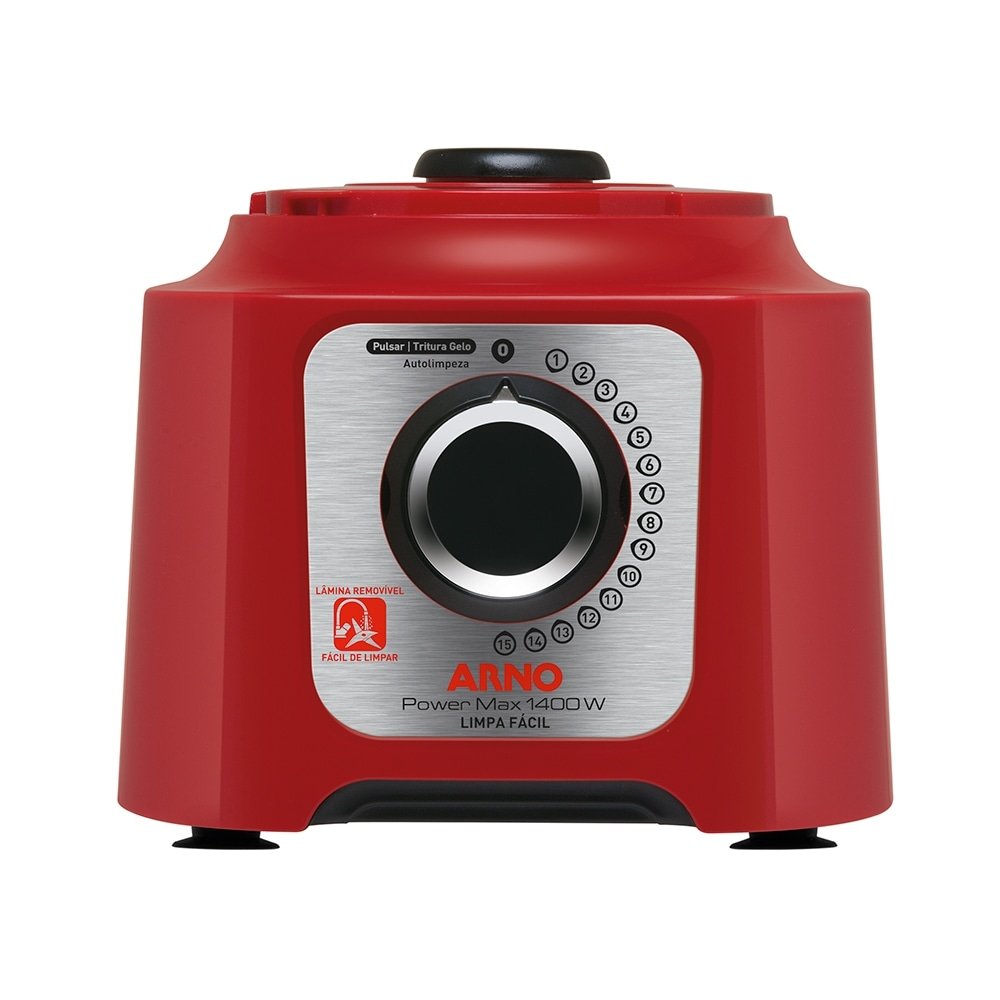 Liquidificador Arno LN56, Power Max - Limpa fácil, Copo Tritan e 15 Velocidades + Pulsar, 1400W, Vermelho, 110V