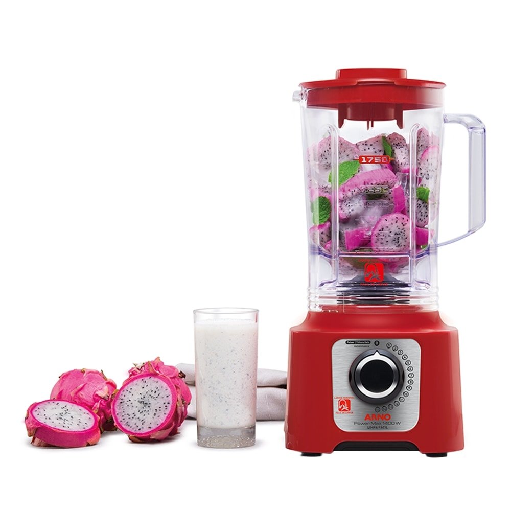 Liquidificador Arno LN56, Power Max - Limpa fácil, Copo Tritan e 15 Velocidades + Pulsar, 1400W, Vermelho, 110V