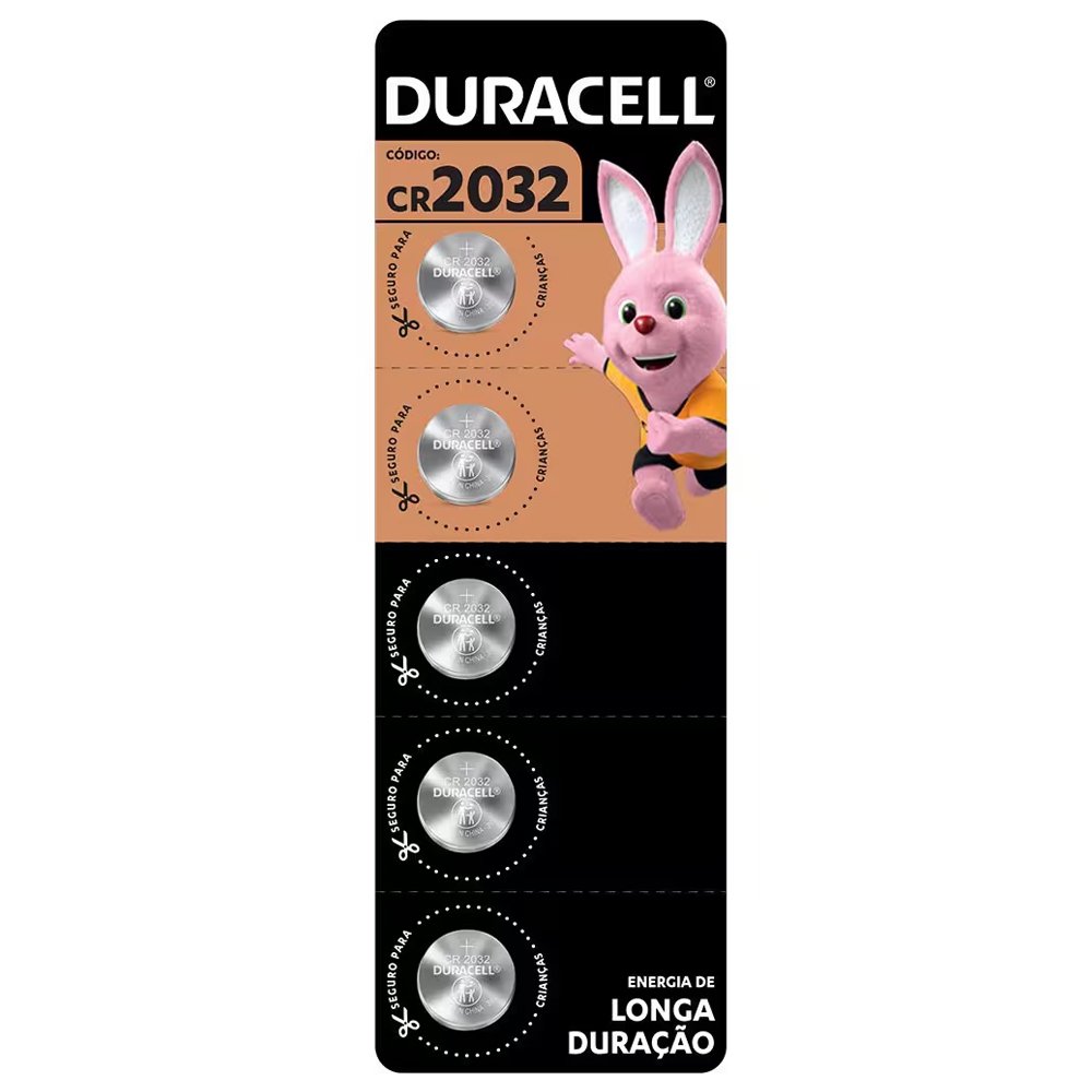 Bateria Duracell Moeda Lítio CR2032 - Embalagem com 5 Unidades