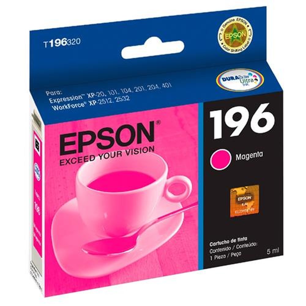 Cartucho Original Epson 196 T196320 Magenta para Impressoras XP-204, XP-214, XP-401 e XP-411