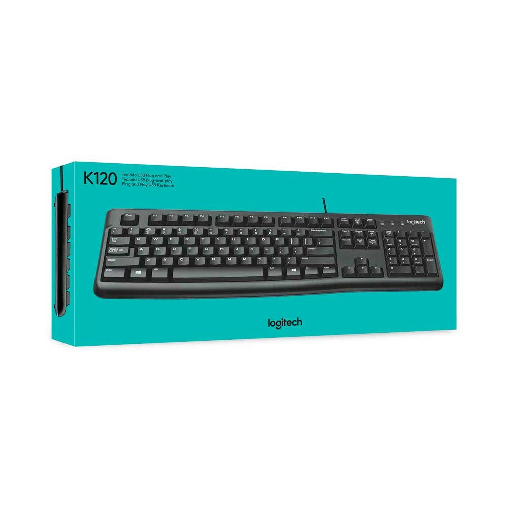 Teclado com fio USB Logitech K120 Resistente à Respingos e Layout ABNT2 -920-004423