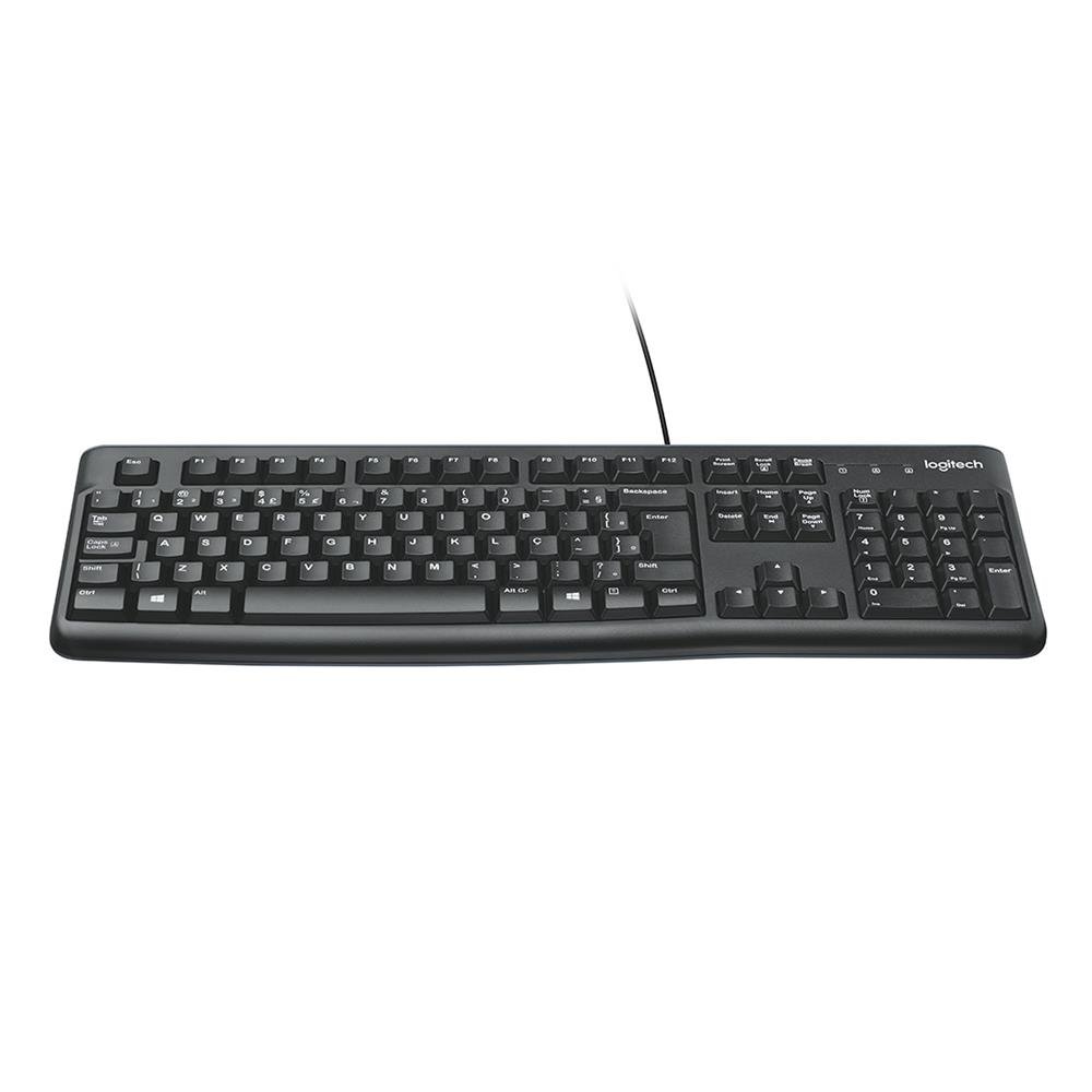 Teclado com fio USB Logitech K120 Resistente à Respingos e Layout ABNT2 -920-004423