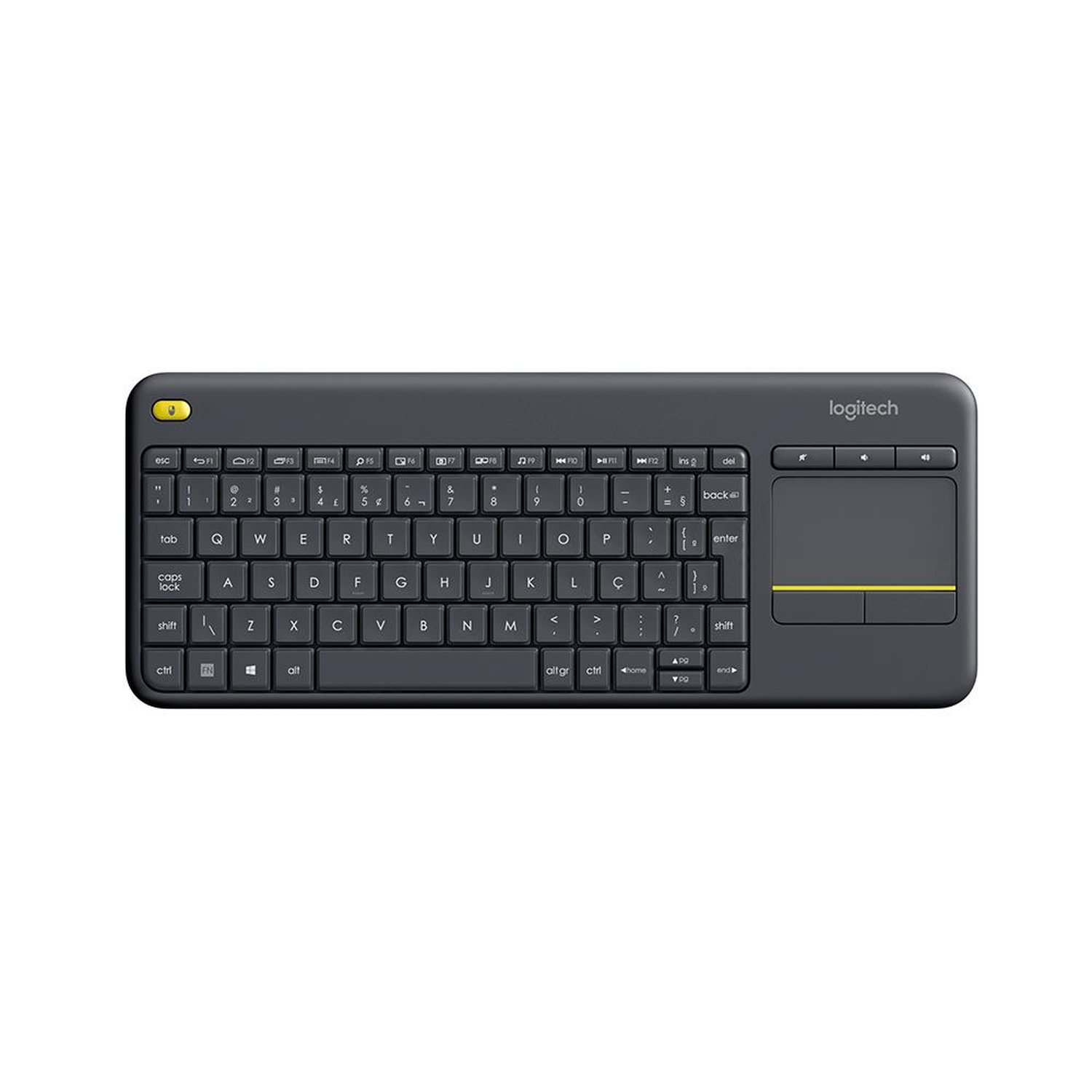 Teclado Logitech Wireless K400 Plus com touchpad.