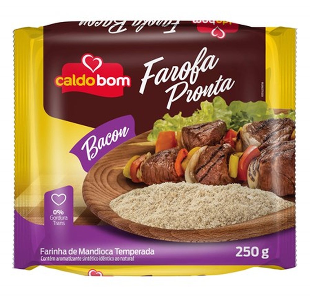 Farofa pronta de mandioca com bacon 250g - caldo bom (Embalagem contém 6 unidades)